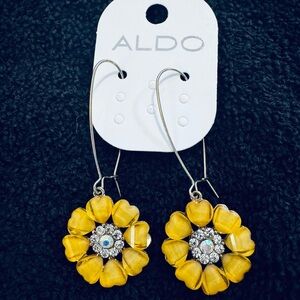 Aldo Sunflower Yellow Crystal Earrings
